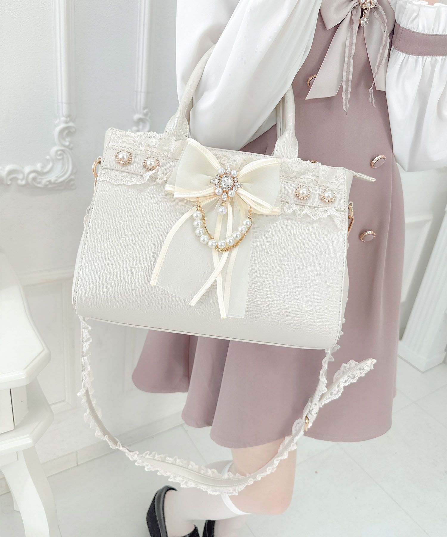 ロジータ ROJITA チュールリボン付き2wayバッグ