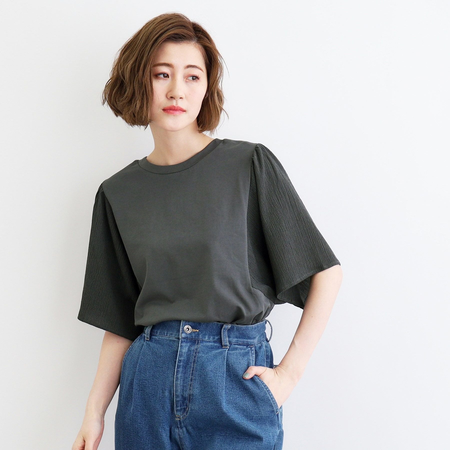 グローブ grove <接触冷感・UVカット・前後2WAY>異素材スリーブプルオーバー