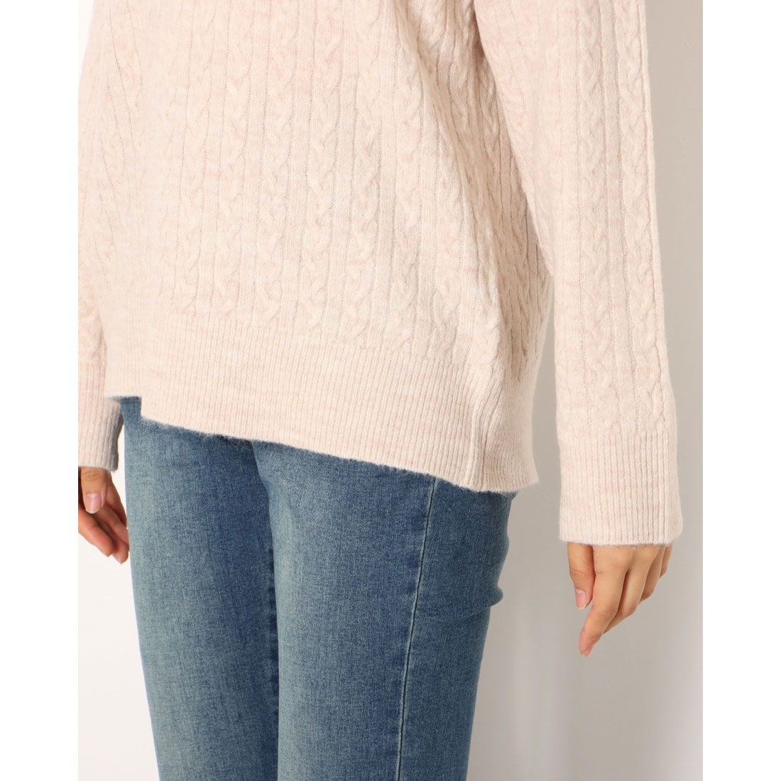 ラナン Ranan <U.S.POLO ASSN./ユーエスポロアッスン> ワンポイントケーブルニット