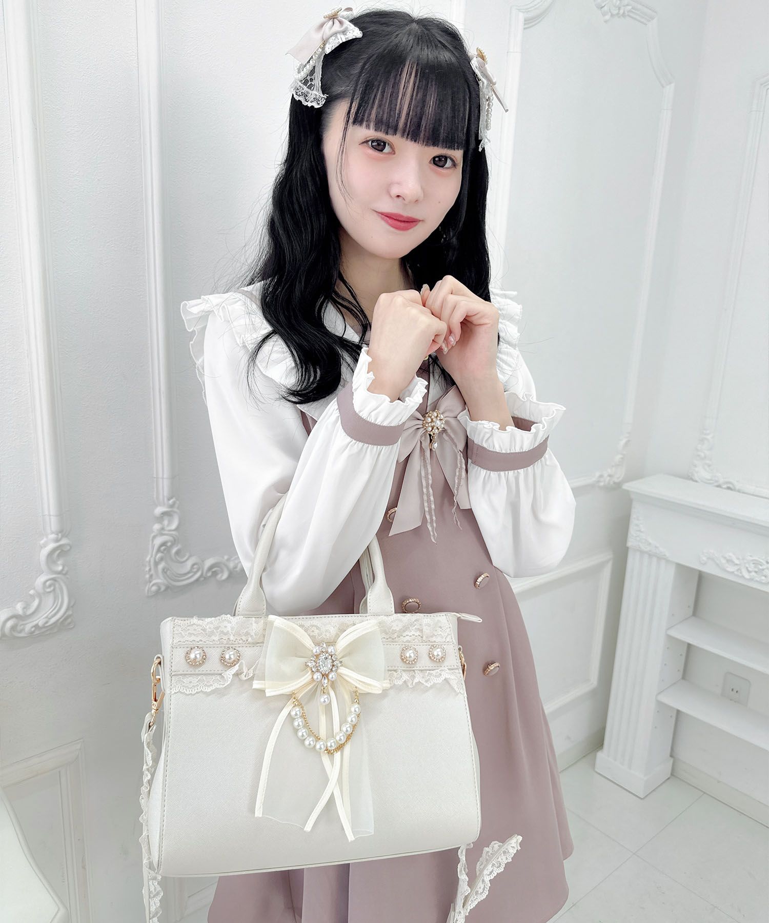 ロジータ ROJITA チュールリボン付き2wayバッグ