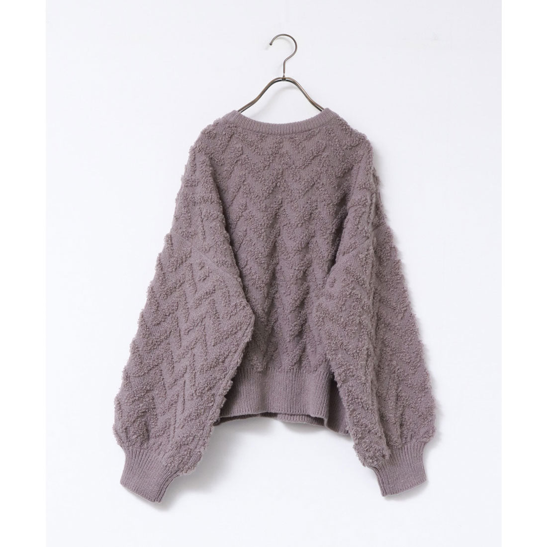 ハンチ hunch モヘアタッチヘリンボーン柄編みニット (オフホワイト) オフホワイト