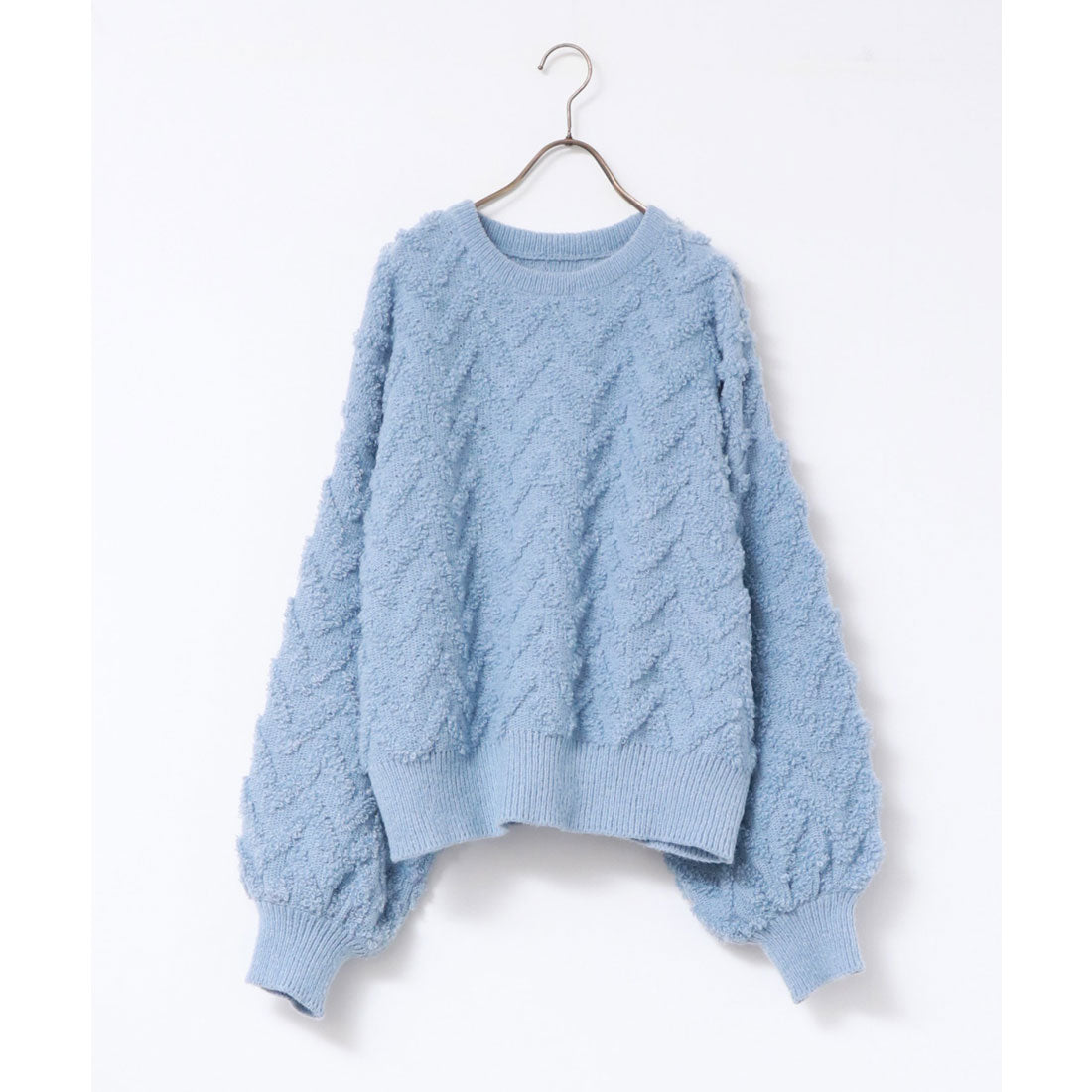 ハンチ hunch モヘアタッチヘリンボーン柄編みニット (オフホワイト) オフホワイト