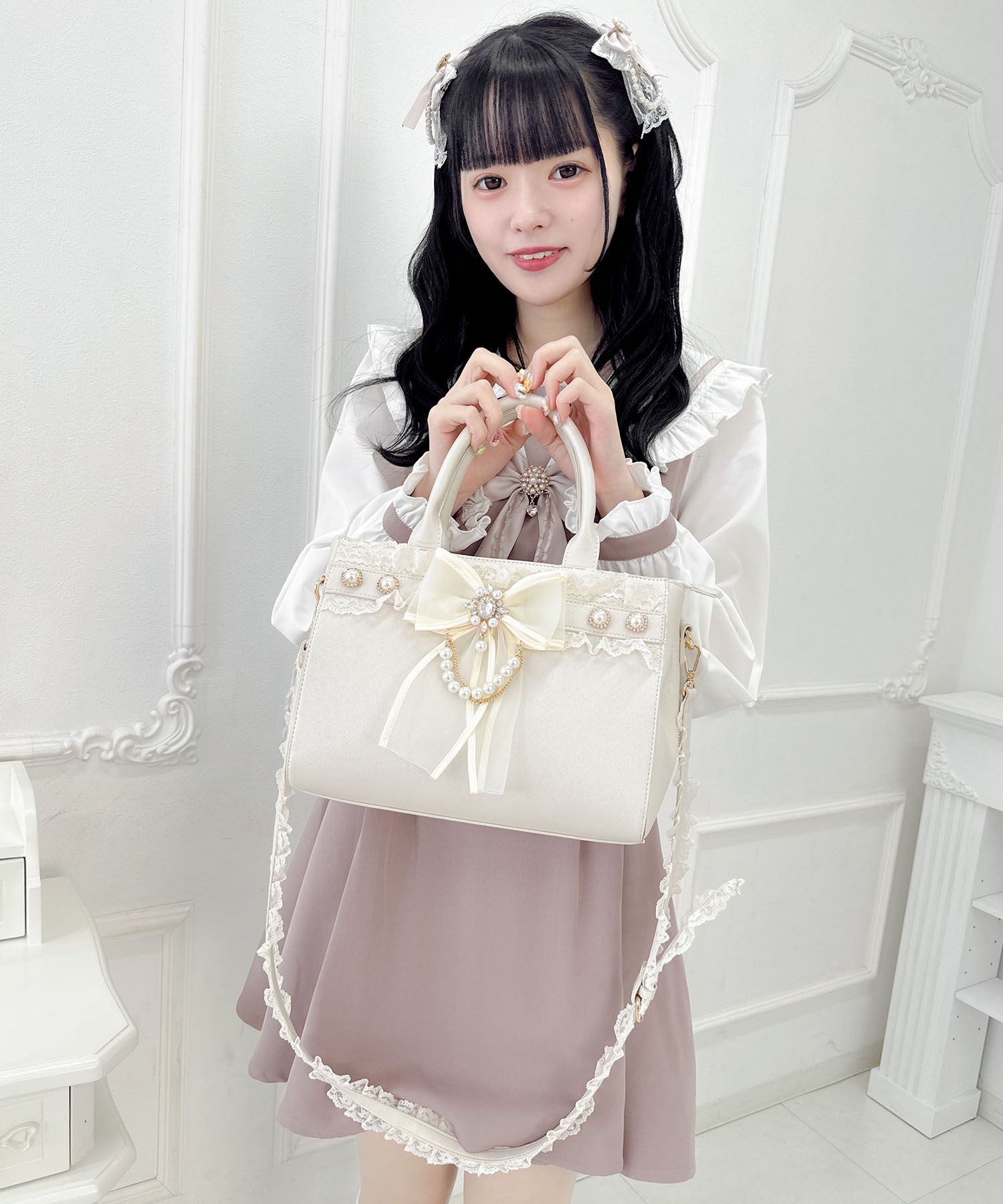 ロジータ ROJITA チュールリボン付き2wayバッグ