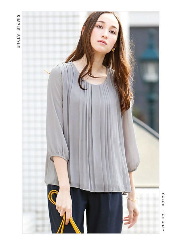 アクアガレージ aquagarage シフォンブラウス レディース 7分袖 半袖