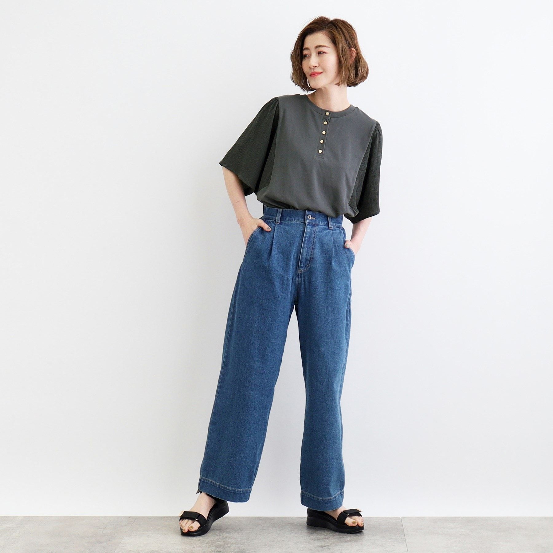 グローブ grove <接触冷感・UVカット・前後2WAY>異素材スリーブプルオーバー