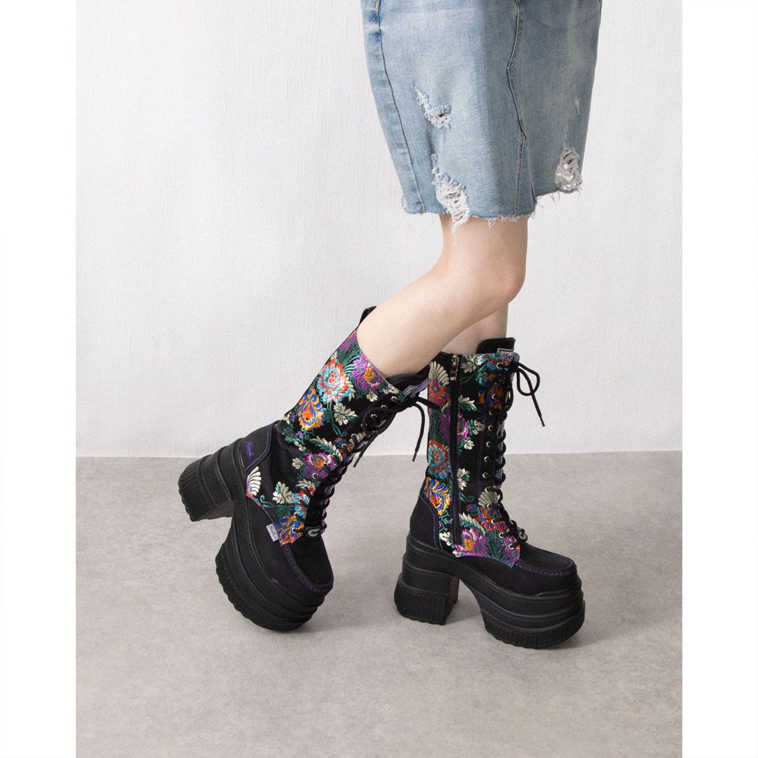 ヨースケ YOSUKE 厚底レースアップブーツ