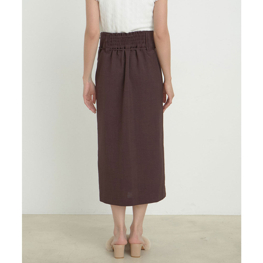 ビス VIS 【接触冷感・洗える】美easyリネンライクベルト付き Iラインスカート (グレー(07)) グレー(07)