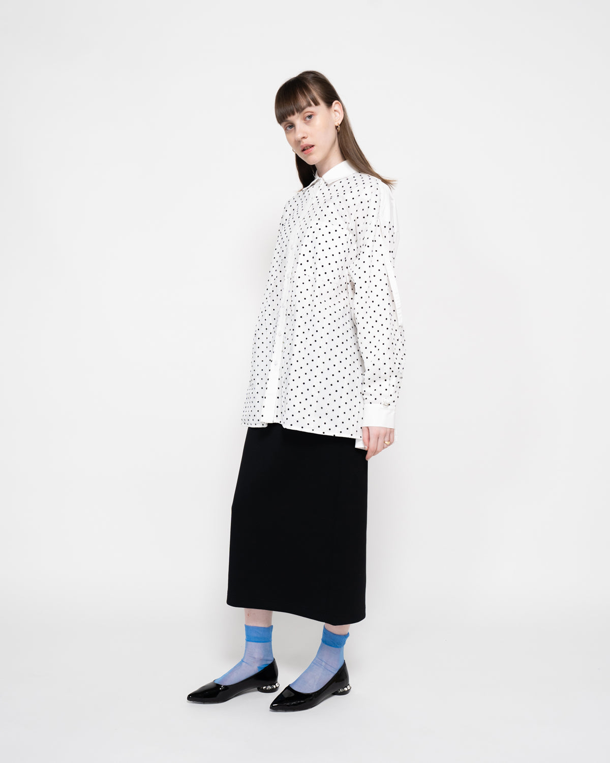 【24SS】エマ フランシス Emma Francis フラット ビジューヒール パンプス (ブラック エナメル) ブラック エナメル