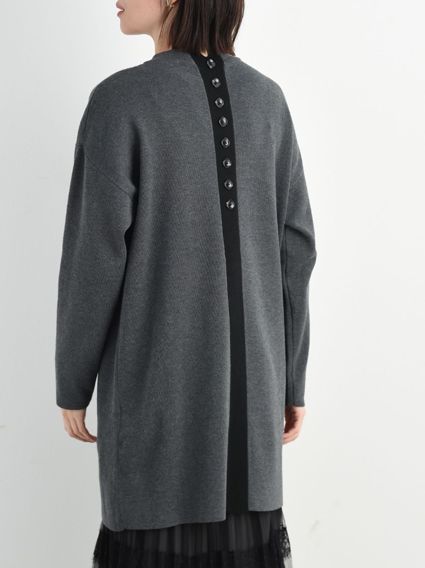 インタープラネット INTERPLANET ゴム地ミニ釦ハイネックチュニック