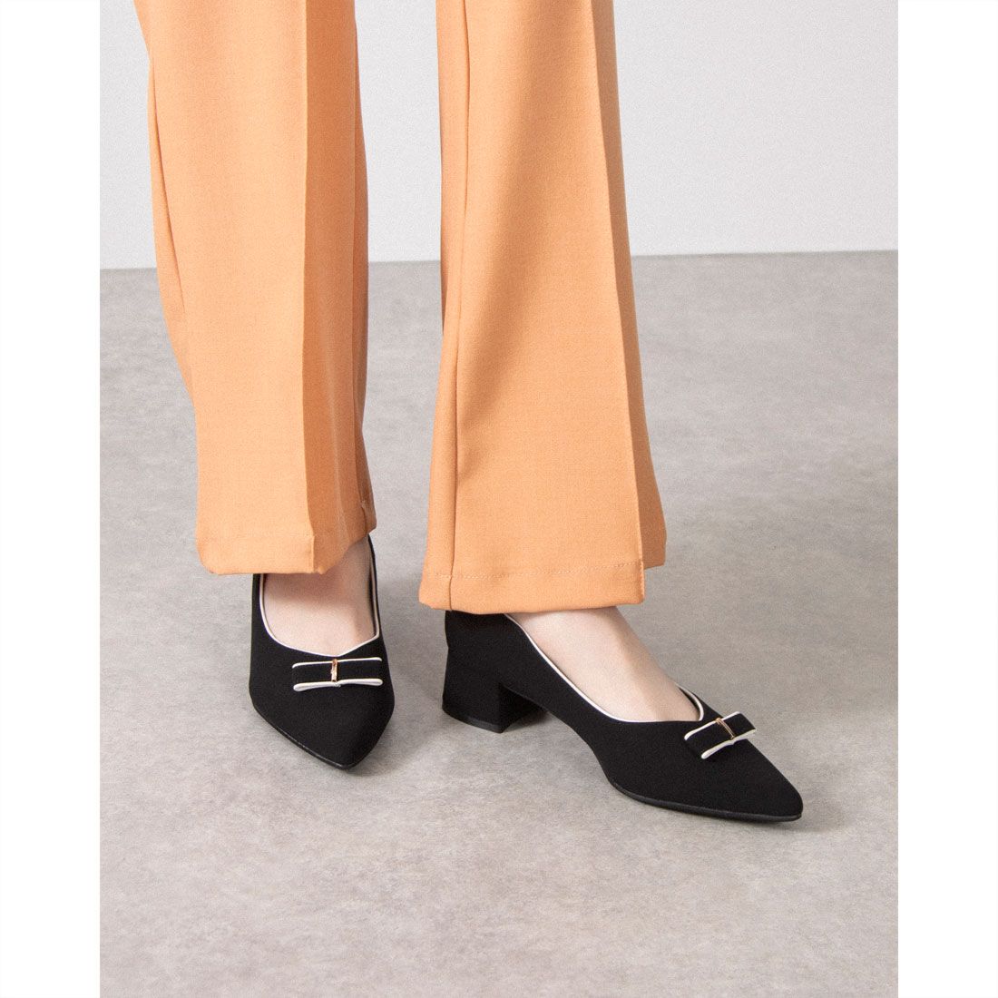 ジェリービーンズ JELLY BEANS カラートリミングラインリボンパンプス 204-32960