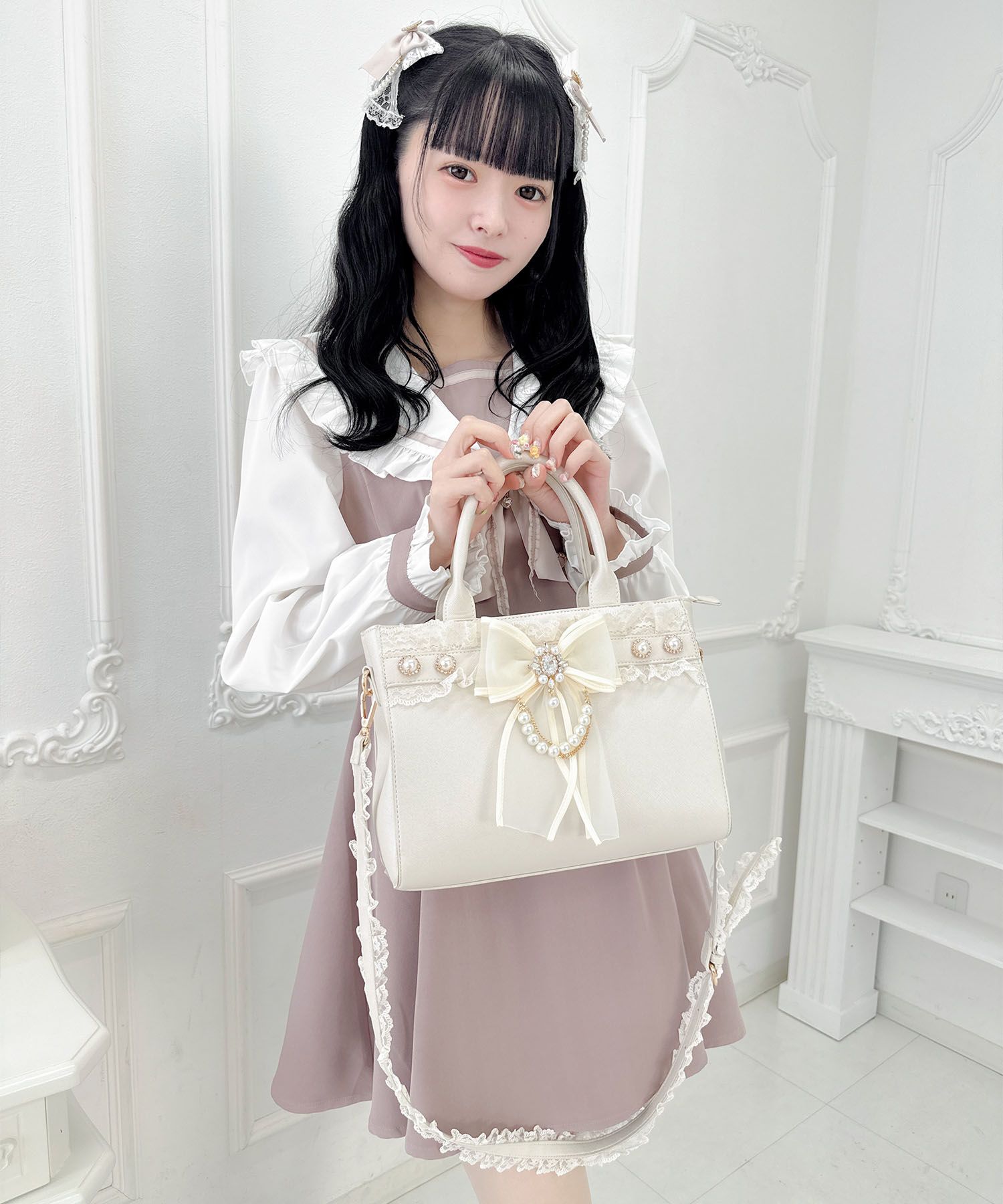 ロジータ ROJITA チュールリボン付き2wayバッグ