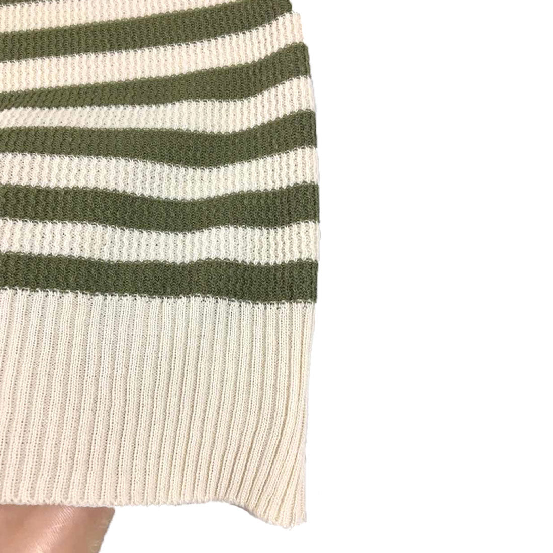 デューリリー Dewlily ボーダーサマーニット 韓国ファッション 10代 20代 30代 スクエアネック カジュアル ボーダーデザイン コンパクト 豊富なカラーバリエーション (ブラック) ブラック