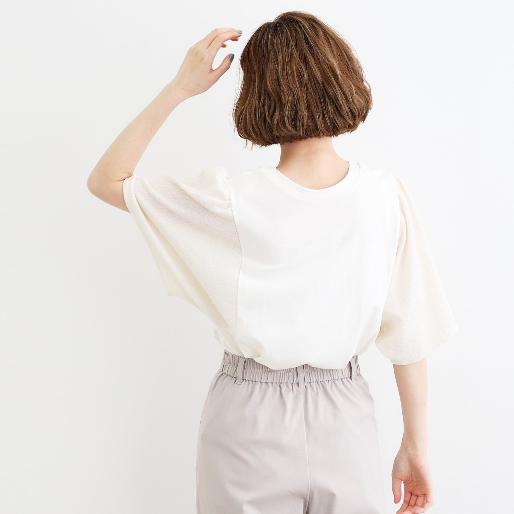 グローブ grove <接触冷感・UVカット・前後2WAY>異素材スリーブプルオーバー