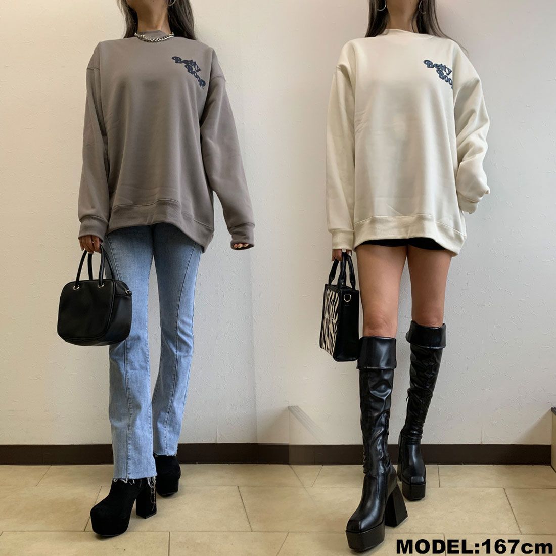 ノンヘッジ non-hedge BETTYプリント裏起毛プルオーバー