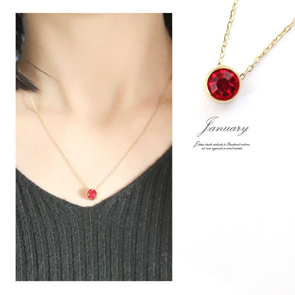 Florge Florge金屬過敏誕生石頂部不銹鋼短項鍊June Alexandrite
