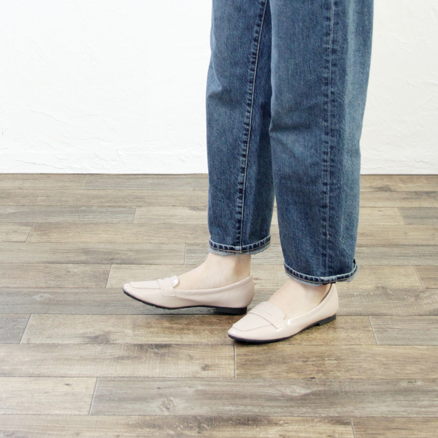 グランドフルール grandfleur 【晴雨兼用】スクエアトゥのローファーパンプス