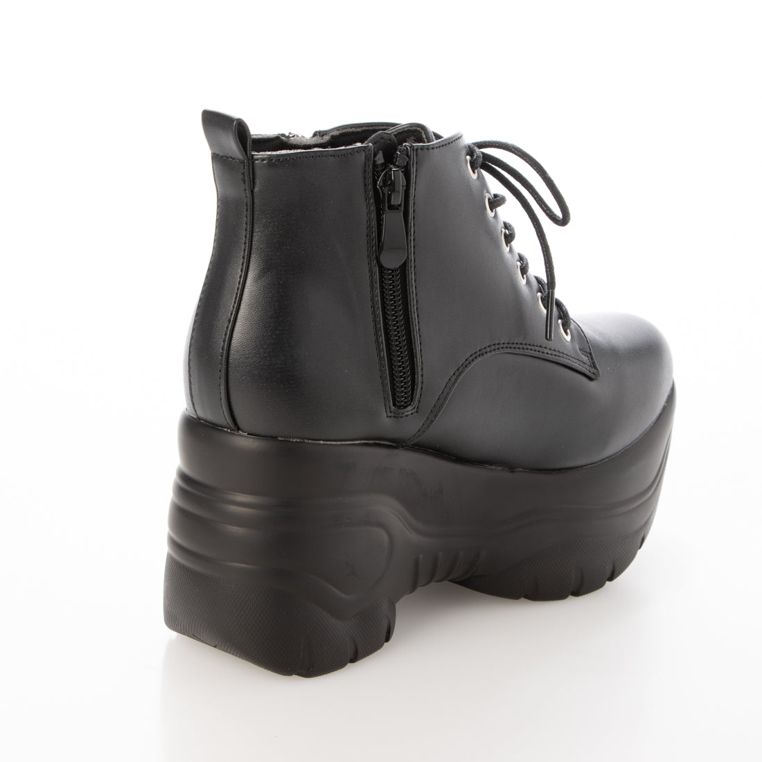 アタガール attagirl 厚底サイドジッパーブーツ (ブラックスムース) ブラックスムース