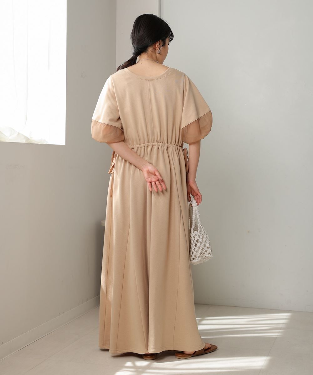 バブ Bab 前後2WAY袖オーガンジーフレアーワンピース