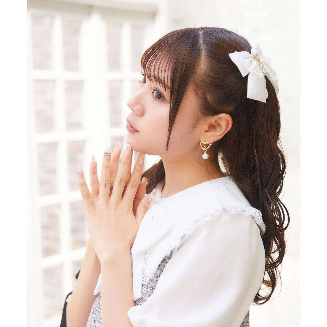 ロジータ ROJITA パール付きミニハートピアス