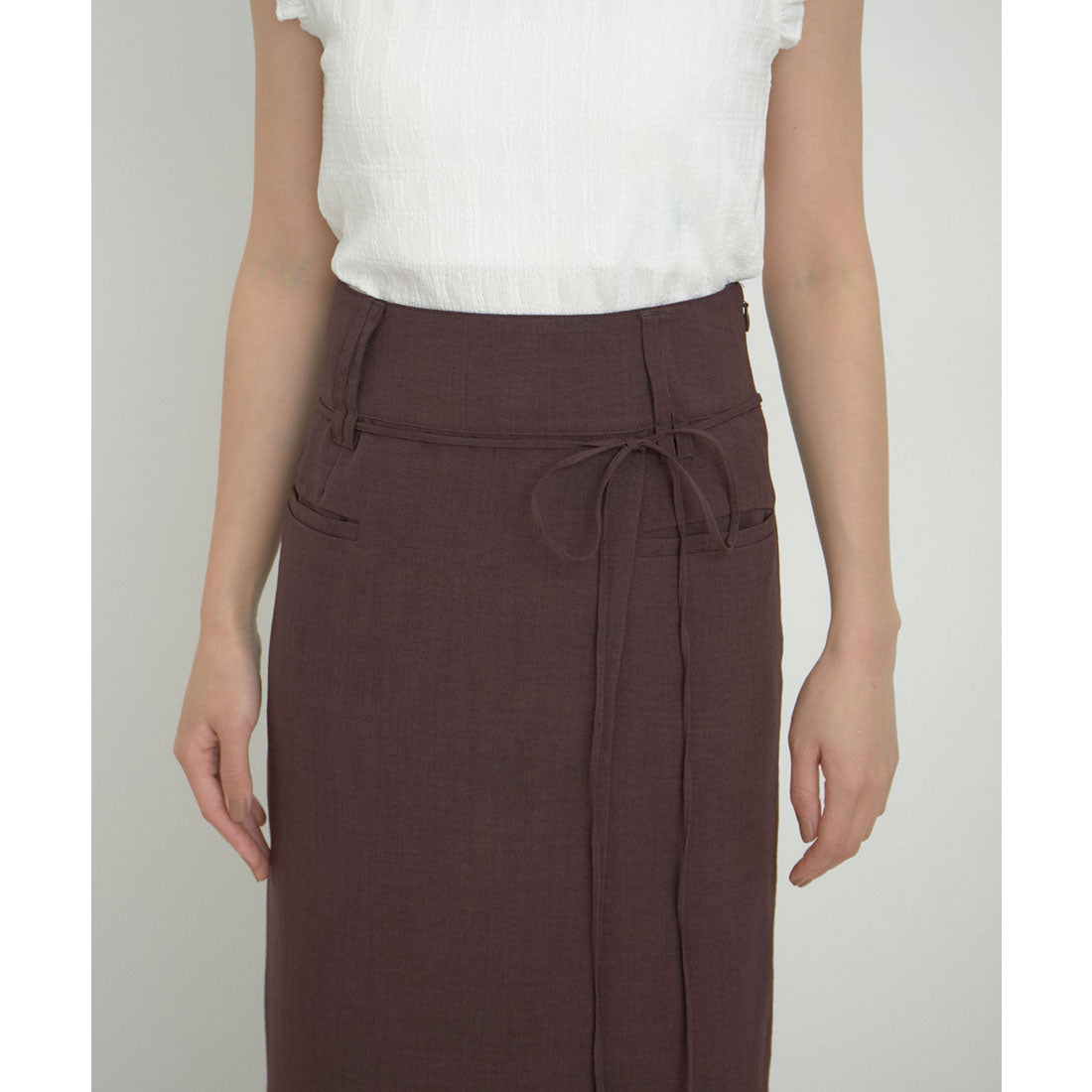 ビス VIS 【接触冷感・洗える】美easyリネンライクベルト付き Iラインスカート (グレー(07)) グレー(07)