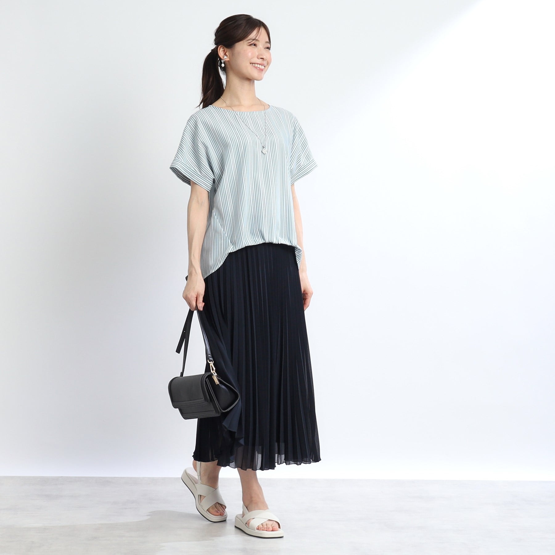 リフレクト Reflect 【WEB限定カラーあり/手洗い可能】涼しげドライタッチプリーツスカート (ネイビー(094)) ネイビー(094)