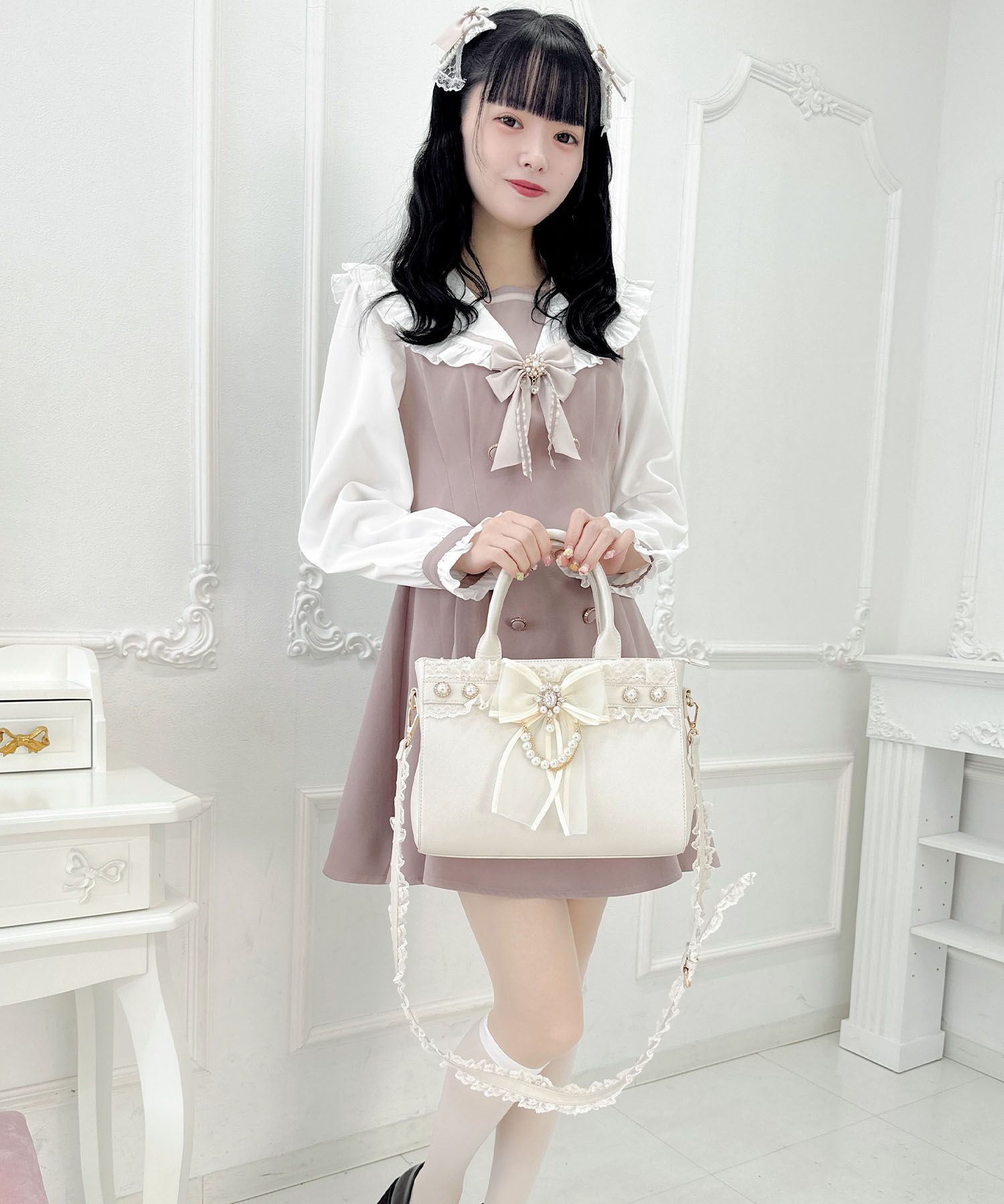 ロジータ ROJITA チュールリボン付き2wayバッグ