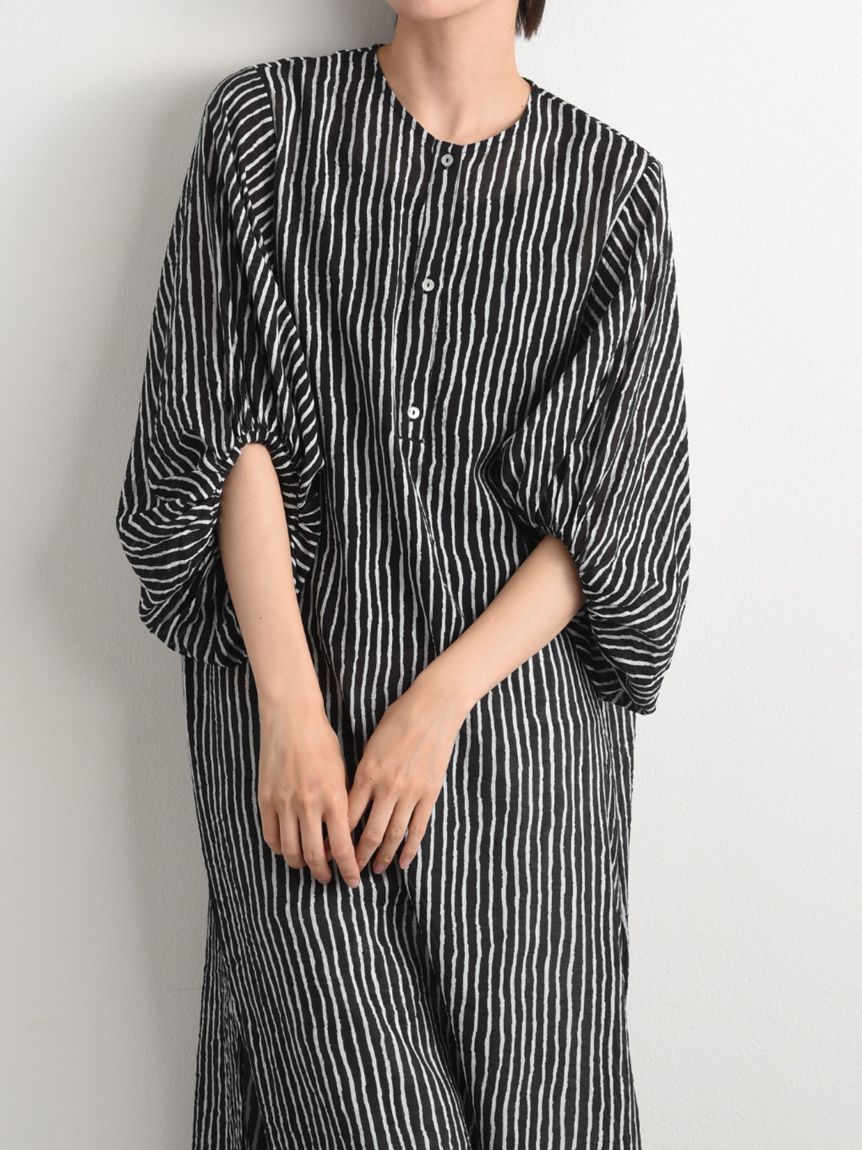 インタープラネット INTERPLANET 手書きストライプレイヤードワンピース