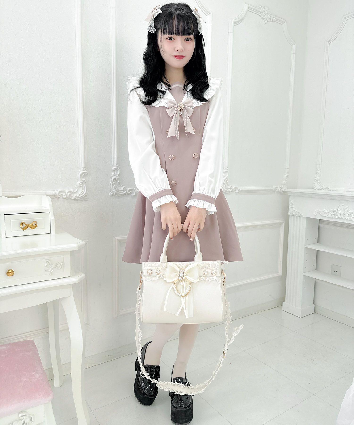 ロジータ ROJITA チュールリボン付き2wayバッグ