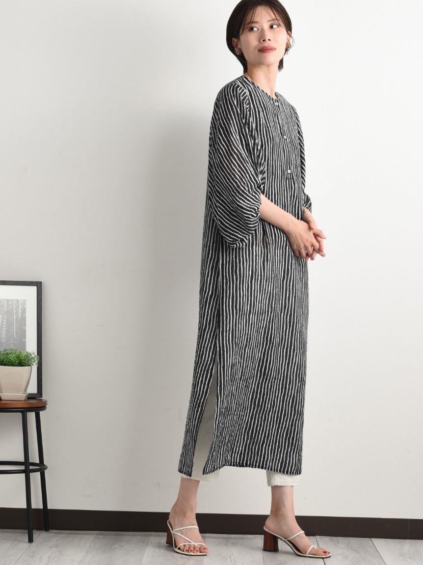 インタープラネット INTERPLANET 手書きストライプレイヤードワンピース