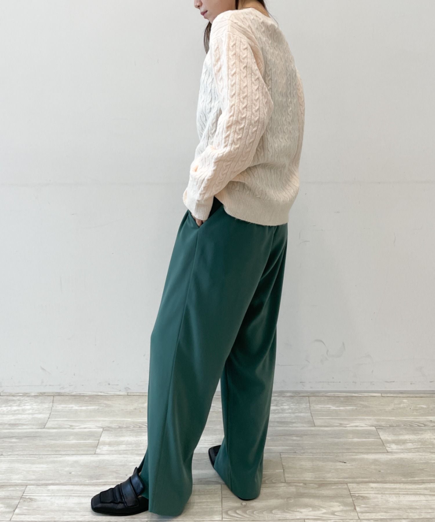 ラナン Ranan <U.S.POLO ASSN./ユーエスポロアッスン> ワンポイントケーブルニット