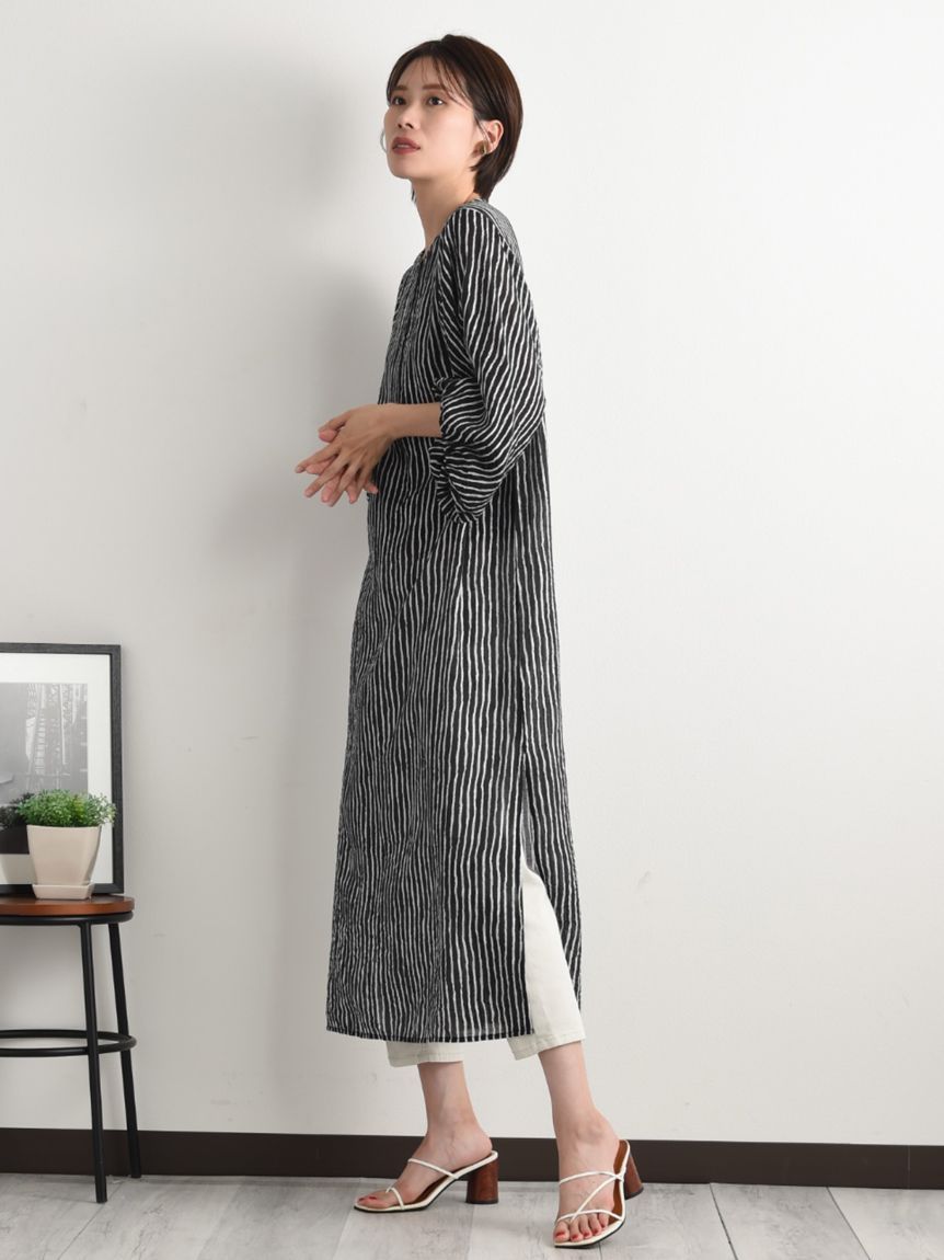 インタープラネット INTERPLANET 手書きストライプレイヤードワンピース