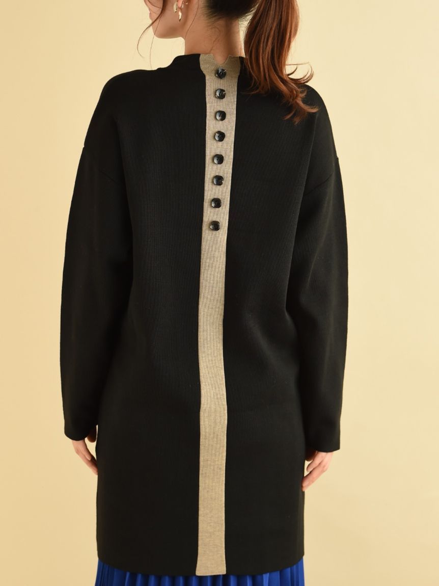 インタープラネット INTERPLANET ゴム地ミニ釦ハイネックチュニック