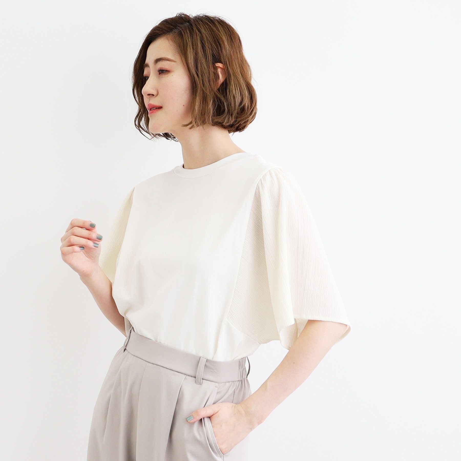 グローブ grove <接触冷感・UVカット・前後2WAY>異素材スリーブプルオーバー