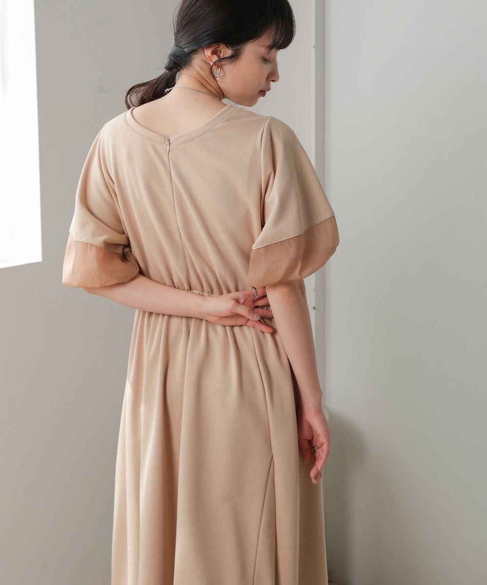 バブ Bab 前後2WAY袖オーガンジーフレアーワンピース