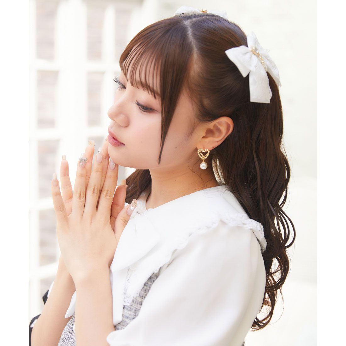 ロジータ ROJITA パール付きミニハートピアス