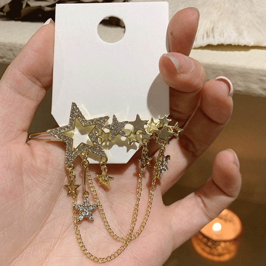 ショッピングゴー shoppinggo ヘアピン 星 1点入り ヘア留めヘア アクセサリー クロスヘアピン 前髪 かわいい ゴールド オシャレ 髪飾り 上品 パーティー飾り (ゴールド) ゴールド