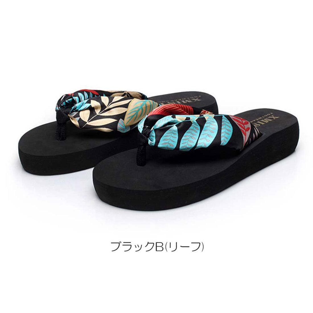 トングサンダル レディース ブラックA(フラワー)