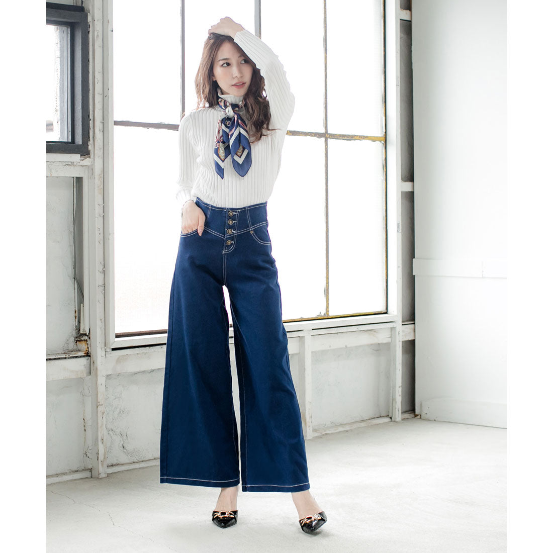 ジュリアブティック JULIA BOUTIQUE タートルネック・ベーシックリブニットトップス/20510 (White) ホワイト