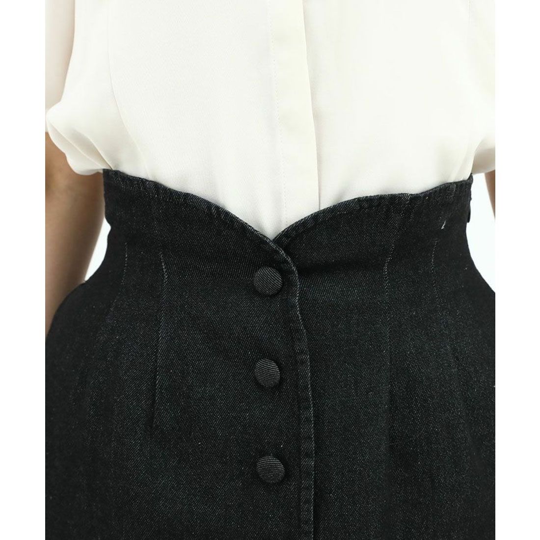 アンアナザーアンジェラス an another angelus フロント釦ハイウエストタイトスカート【洗える】