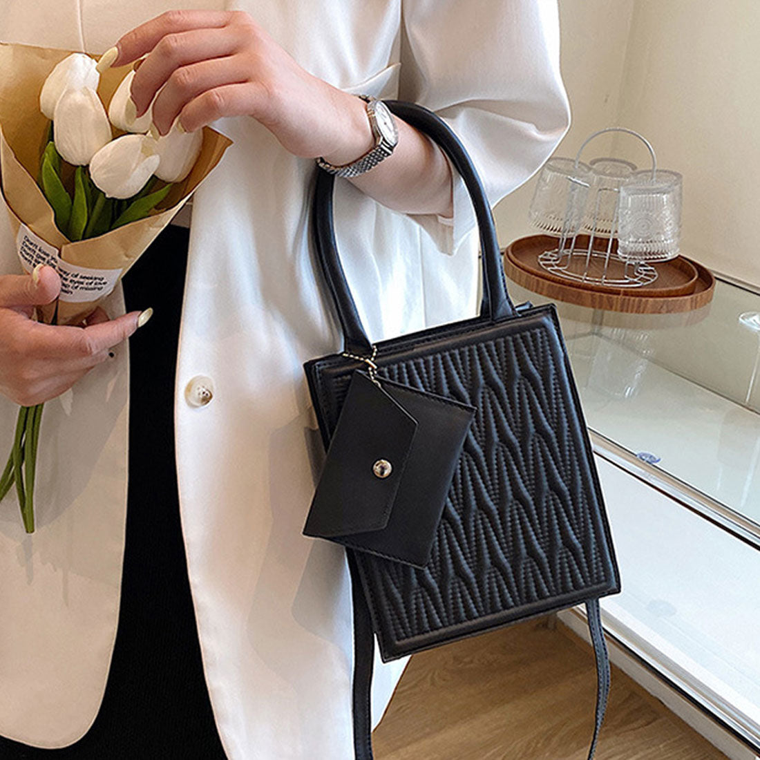 ショルダーバッグ コインケース付きセット ブラック