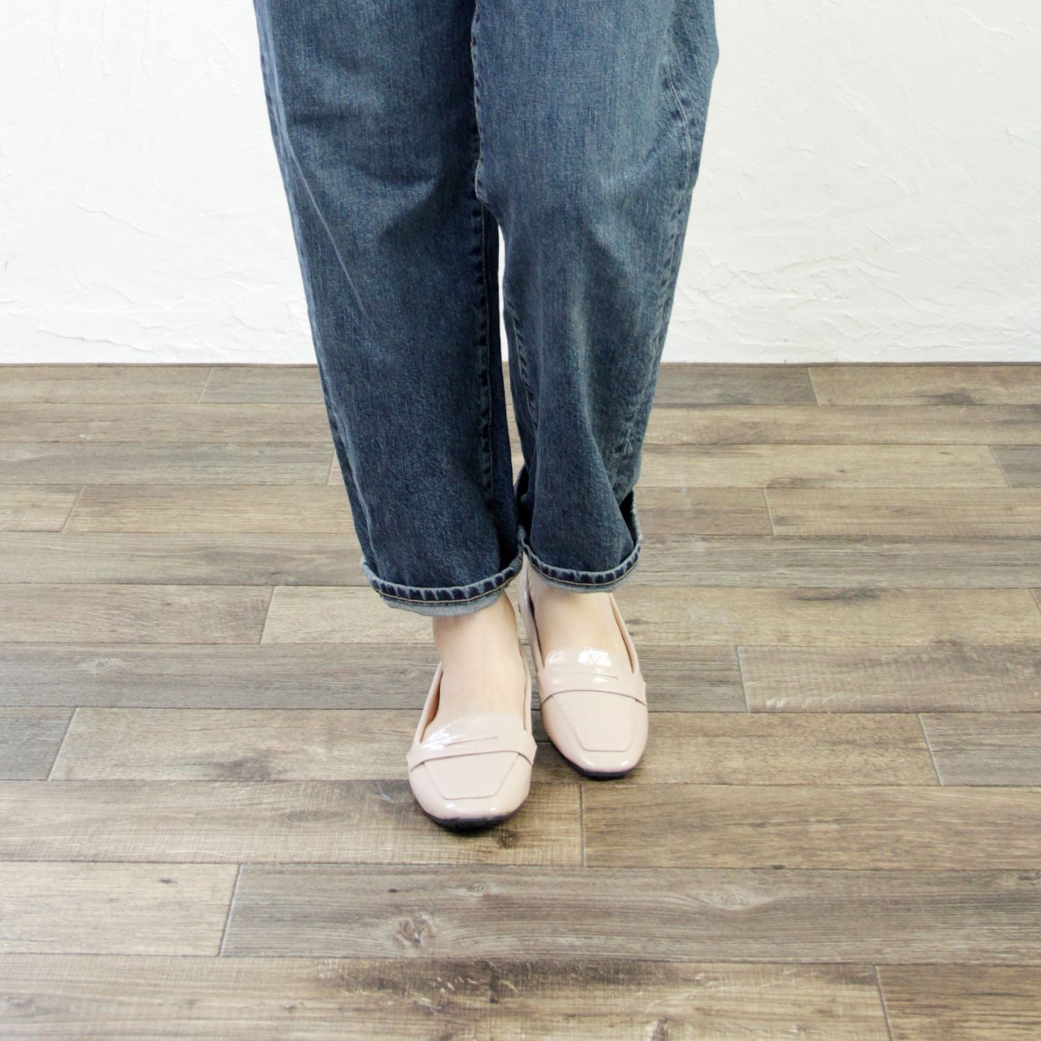 グランドフルール grandfleur 【晴雨兼用】スクエアトゥのローファーパンプス