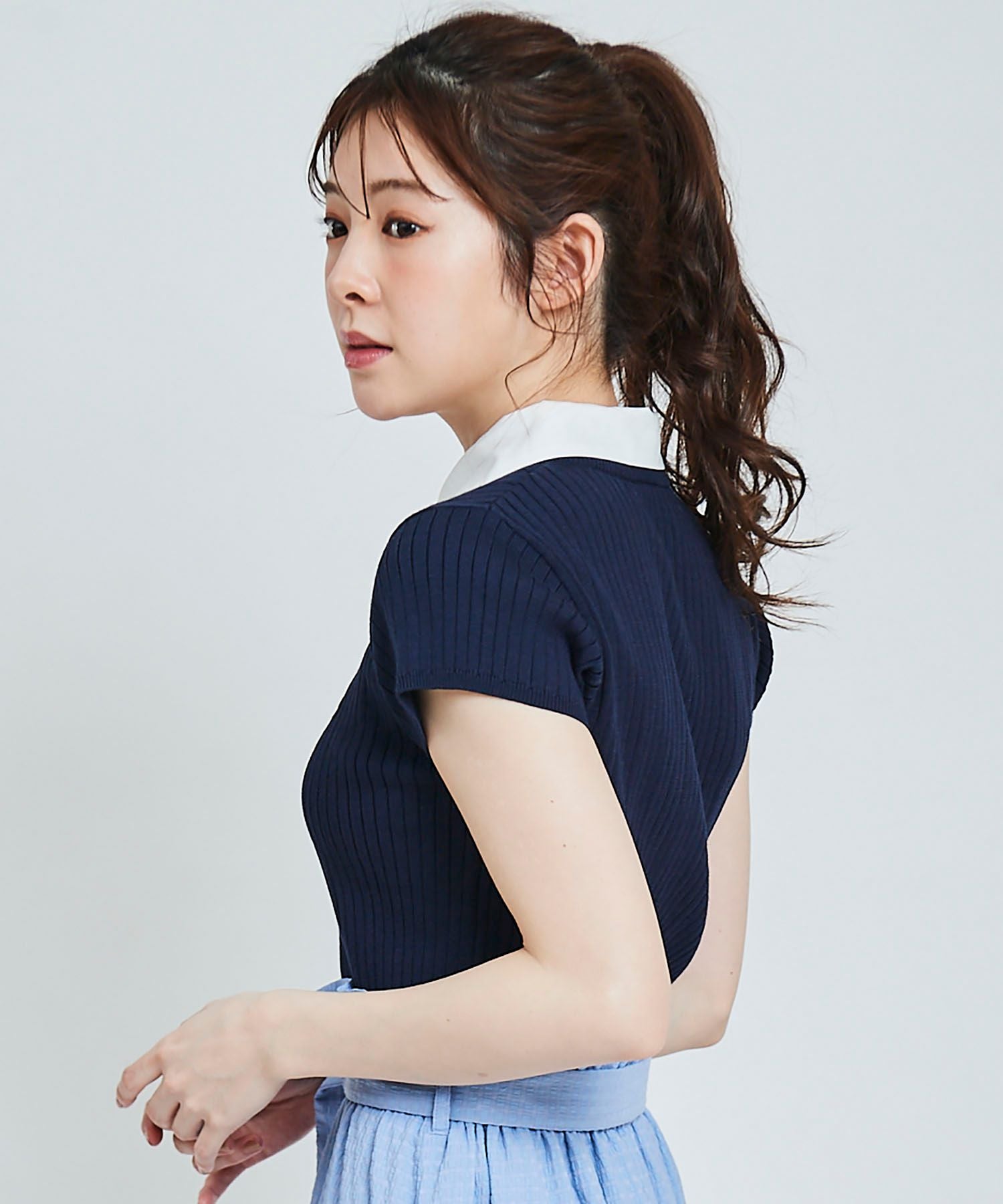 トランテアン ソン ドゥ モード 31 Sons de mode シャツ襟付き2WAYリブニット