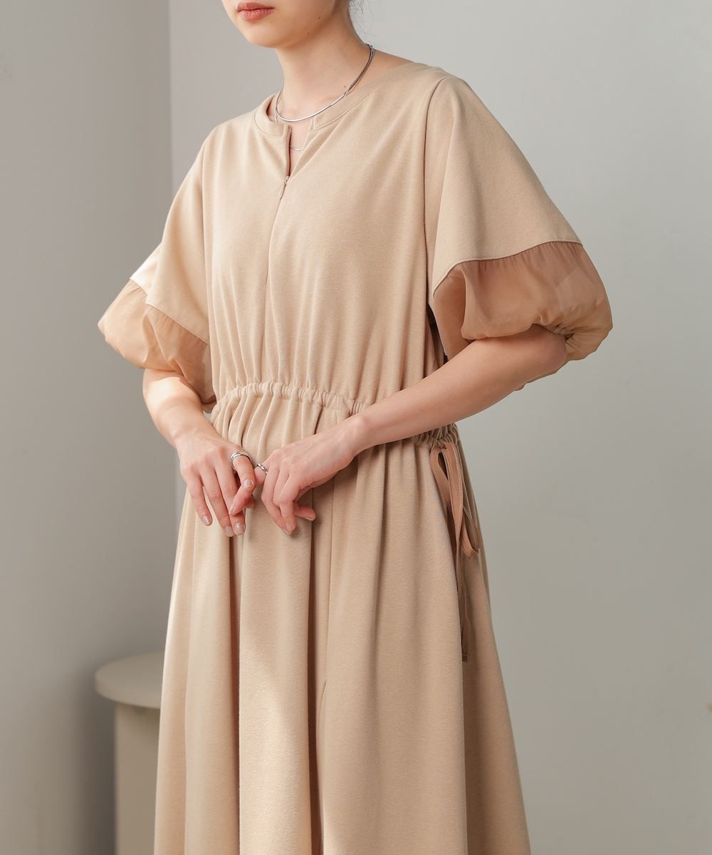 バブ Bab 前後2WAY袖オーガンジーフレアーワンピース