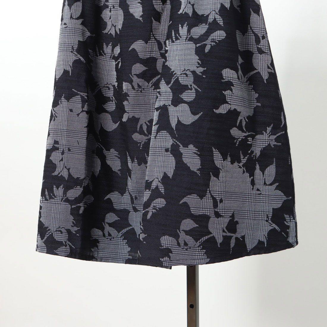 ラナン RANAN グレンチェック花柄ジャカードスカート