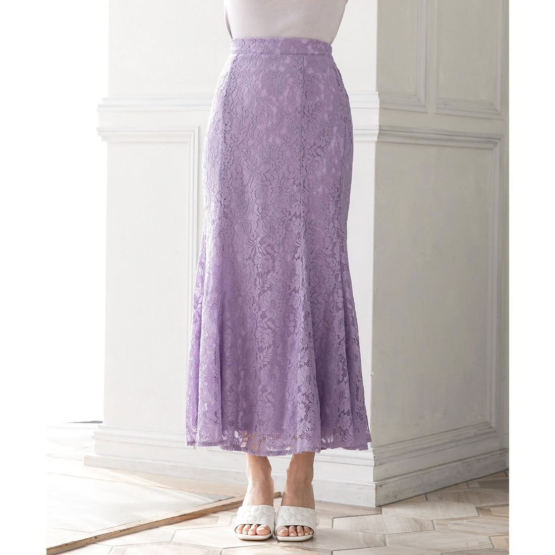 ジュリアブティック JULIA BOUTIQUE 総レースロングマーメイドスカート/22064 (Black) ブラック