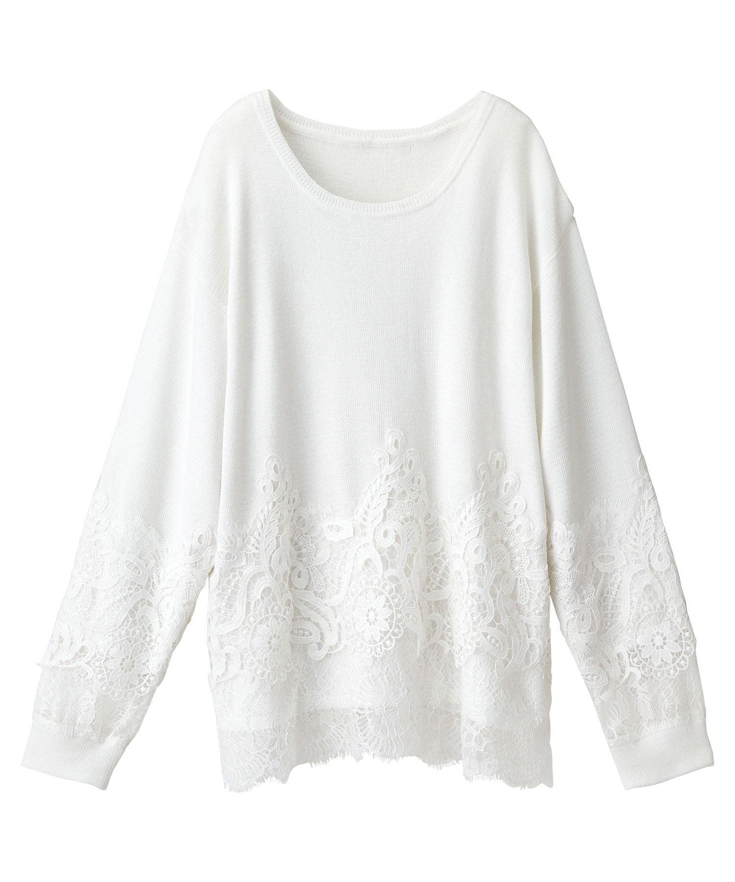 ラナン RANAN レース切替ニットプルオーバー