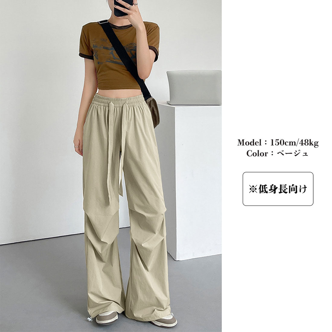 カーゴパンツ ストレートパンツ 定番韓国 ホットピンク