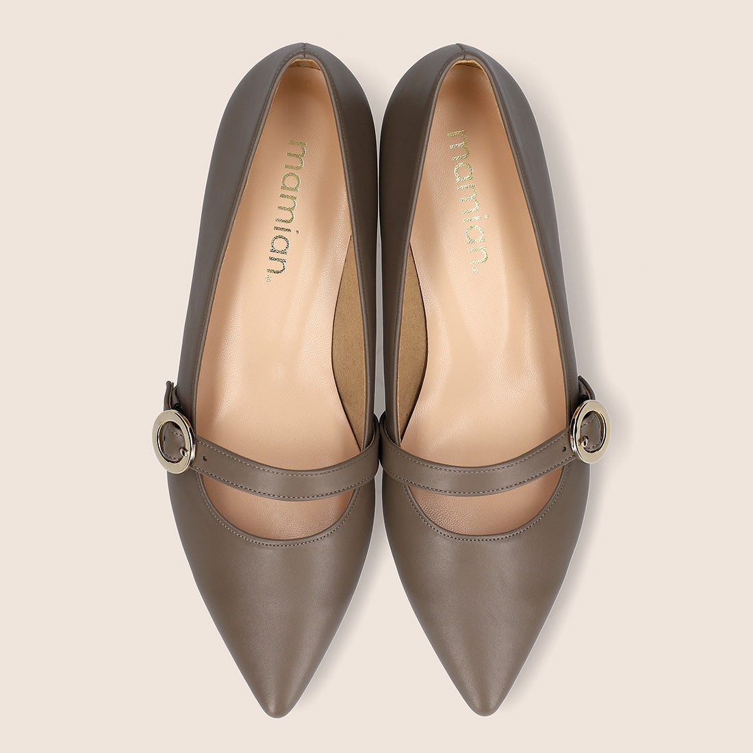 マミアン mamian 甲ストラップフラットシューズ/m17005 (ダークグレージュ) ダークグレージュ