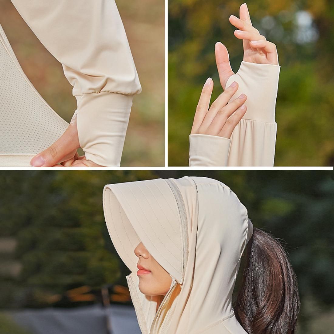 メゾンドラティール maison de LATIR 手から首元までしっかりまもってくれる指穴つきUVカットパーカー