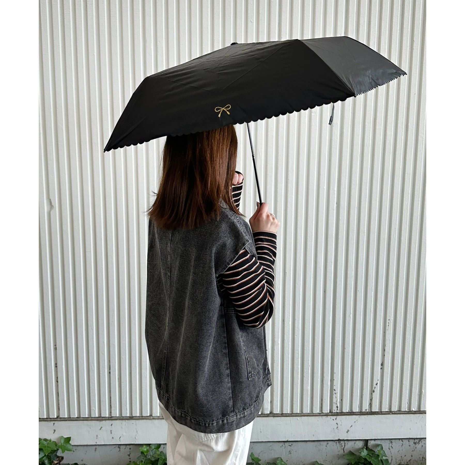 オーバータッシェ Ober Tashe 【軽量約120g/紫外線遮蔽率99.9%以上/遮光率99.9%以上/晴雨兼用/日傘/折りたたみ傘/UVカット/熱中症対策】リボン